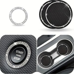 Black Rhinestone Car Accessories Set NWT